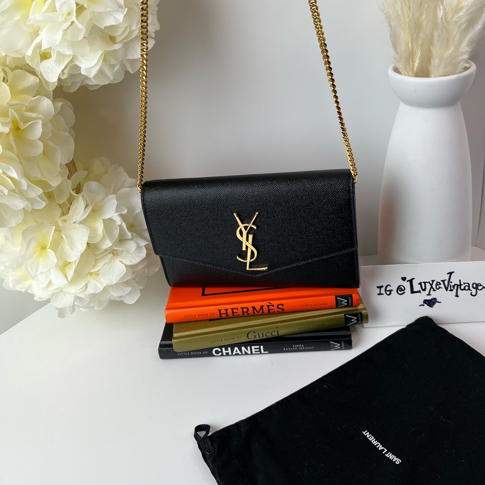 💯 YSL Uptown Black Wallet on Chain bag!